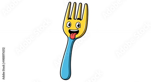 Funny cartoon fork illustration