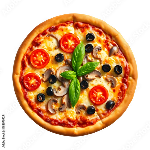 Delicious Pizza Isolated on Transparent Background PNG