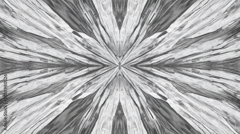 Obraz premium Symmetrical, intricate pattern of light and dark wood grain.