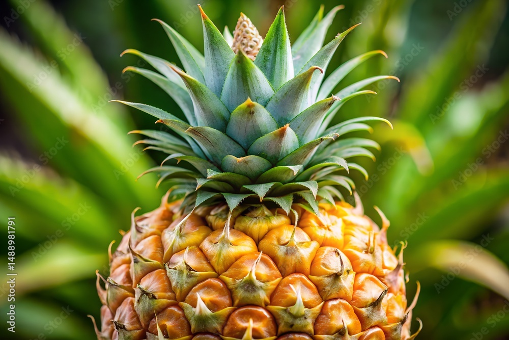 Fototapeta premium Close Up of Pineapple Skin and Crown