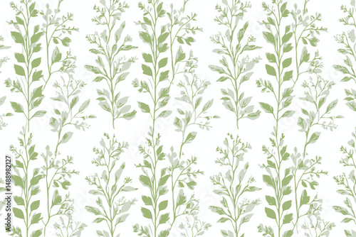 Wallpaper Mural Seamless Retro Tree Branches and Leaves Pattern � Vertical Decorative Floral Motif for Surface Design Torontodigital.ca