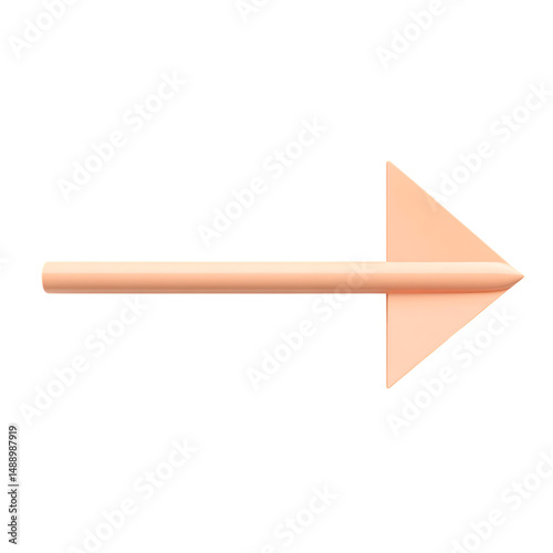 Minimal Arrow with a Simple Form in Pastel Peach Isolated on Transparent Background