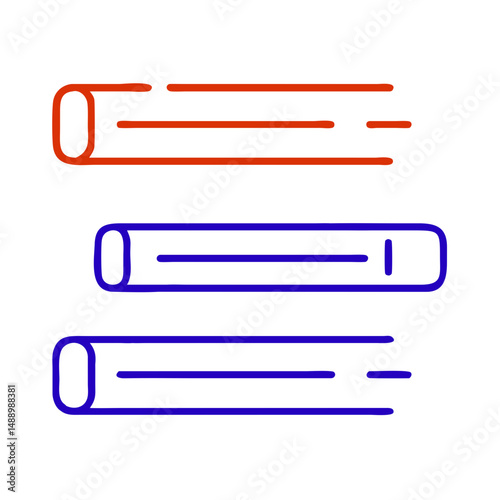 Metal rods icon in metallurgy and production, outline design, blue and red colors, copy space