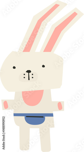 Happy Bunny with Pouch Paper Cut