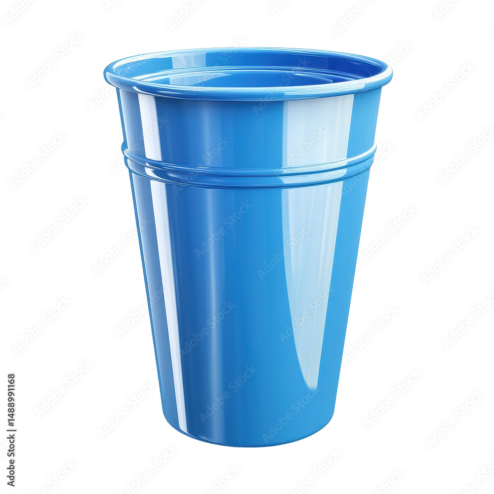 This bright blue plastic cup is isolated on a pure white background, emphasizing its smooth surface and vibrant color, Blue plastic cup isolated on white background This bright blue plastic cup is isolated on a pure white background, emphasizing its smooth surface and vibrant color, Blue plastic cup isolated on white background