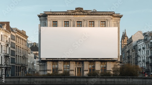Fototapeta Naklejka Na Ścianę i Meble -  A stunning image of blank Billboard on a Classic European Building.