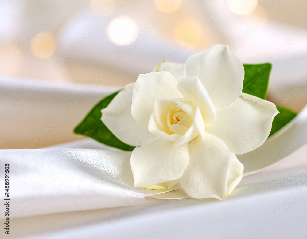 Obraz premium クチナシの花とリボン