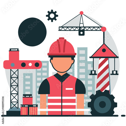 Illustrative Representation of an Under Construction Project with Engineering Tools