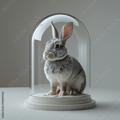 white rabbit on a white background