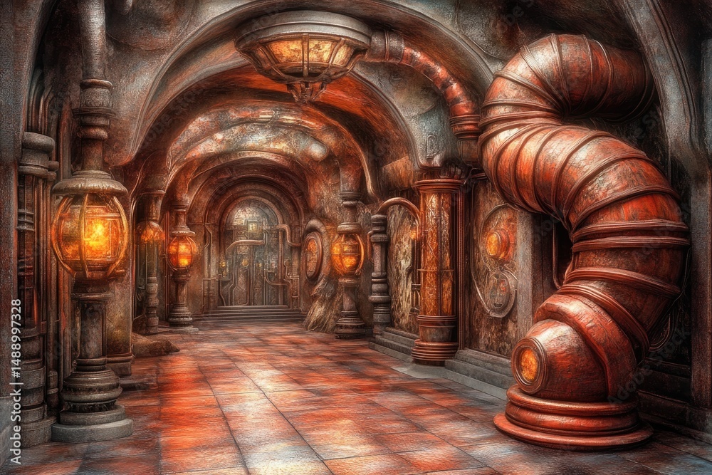 Obraz premium Steampunk Corridor