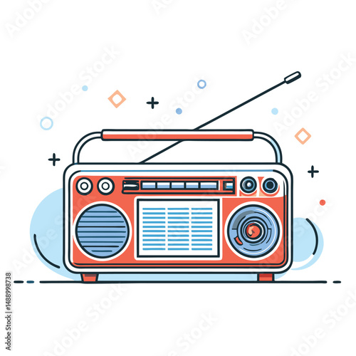 Vintage Radio Illustration Concept Depicting Communication and Entertainment