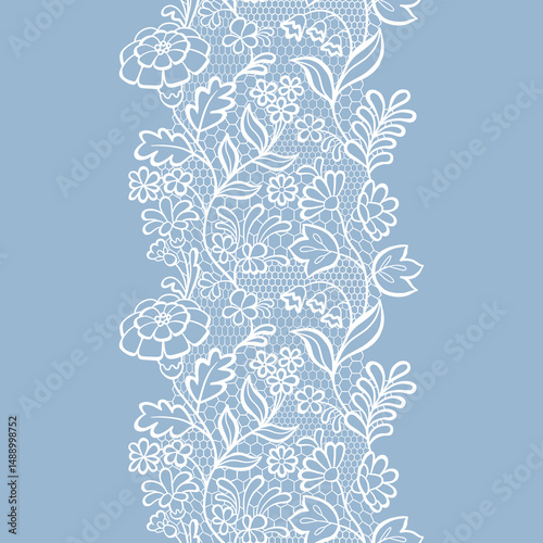 White vintage trim on blue background