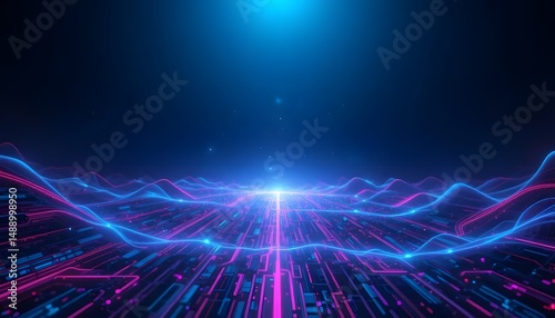 Digital Techscape Featuring Intricate Circuitry and Glow Effects photo