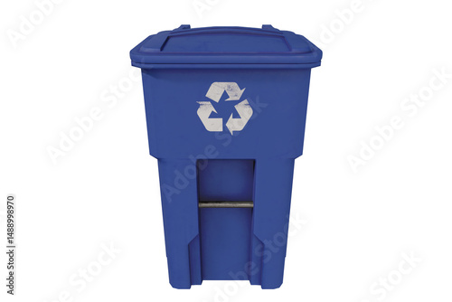 Low Poly Blue Wheeled Recycling Bin 3D Model