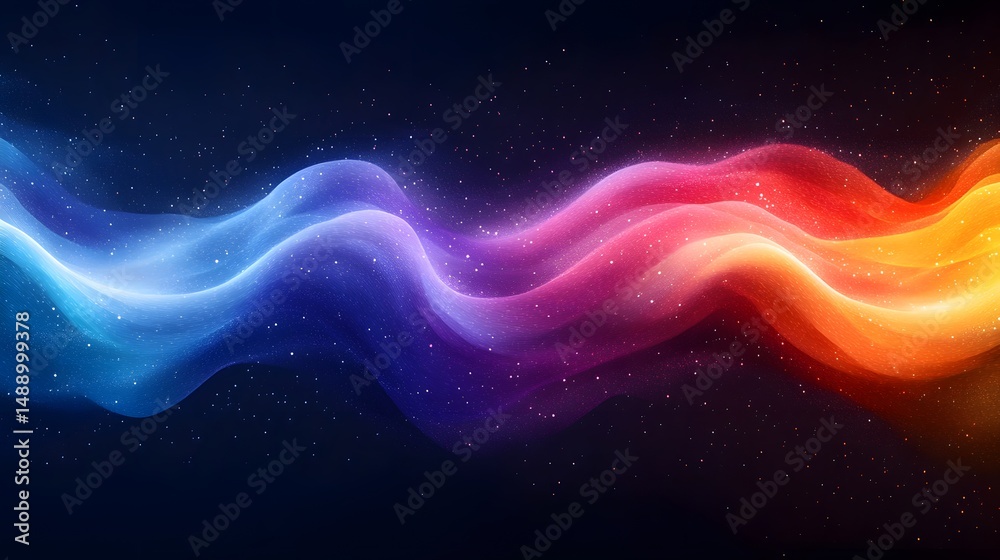 Fototapeta premium a close up of a colorful wave of light on a dark background