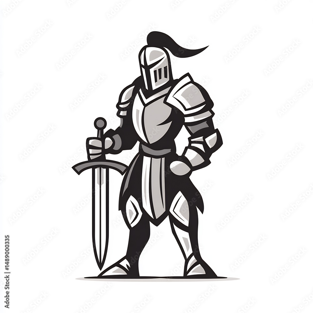 Fototapeta premium knight silhouette in full armor