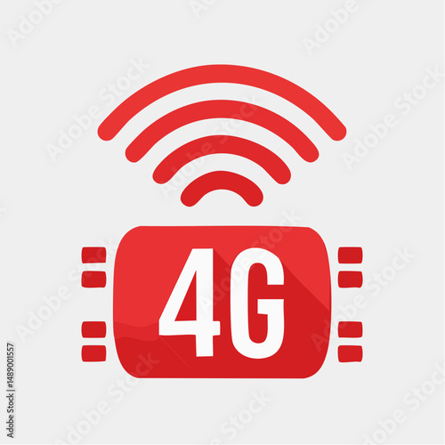 Red 4G LTE Wireless Signal Icon