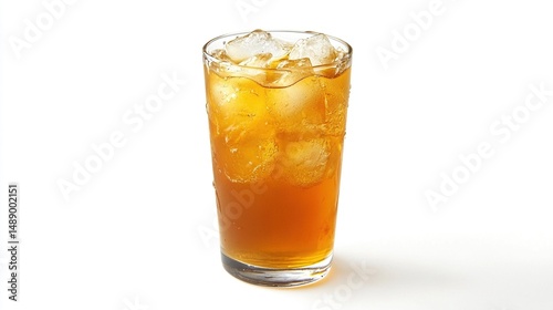 Wallpaper Mural Tall glass with golden iced tea and cubes, isolated on white background Torontodigital.ca