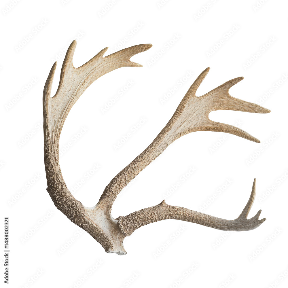 Fototapeta premium Display of large antler rack on a Transparent background showcasing intricate details and natural texture, Large Antler Rack, PNG background