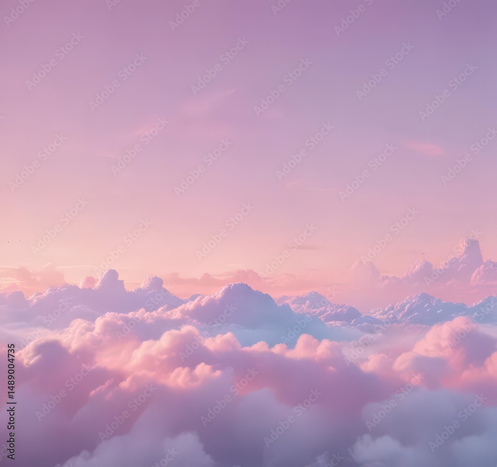 Fototapeta premium Dreamy pastel sky gradient, cotton candy hues, atmosphere, clouds