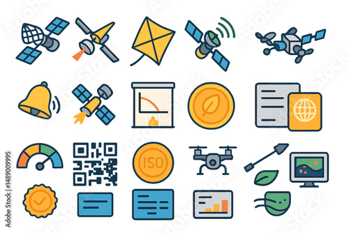 Graphic representation of satellite technology and data collection in modern applications for various industries
