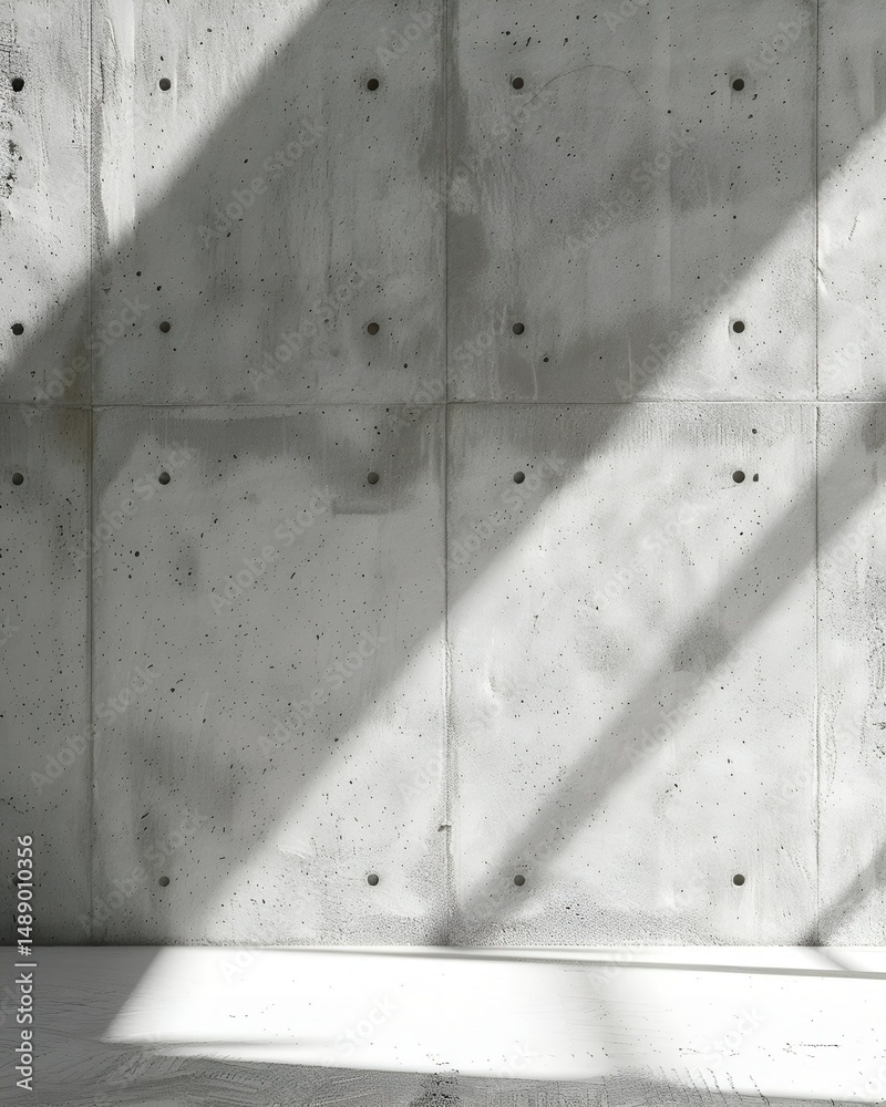 Obraz premium Light grey concrete texture wall, minimal raw background, soft shadows, modern architecture backdrop 