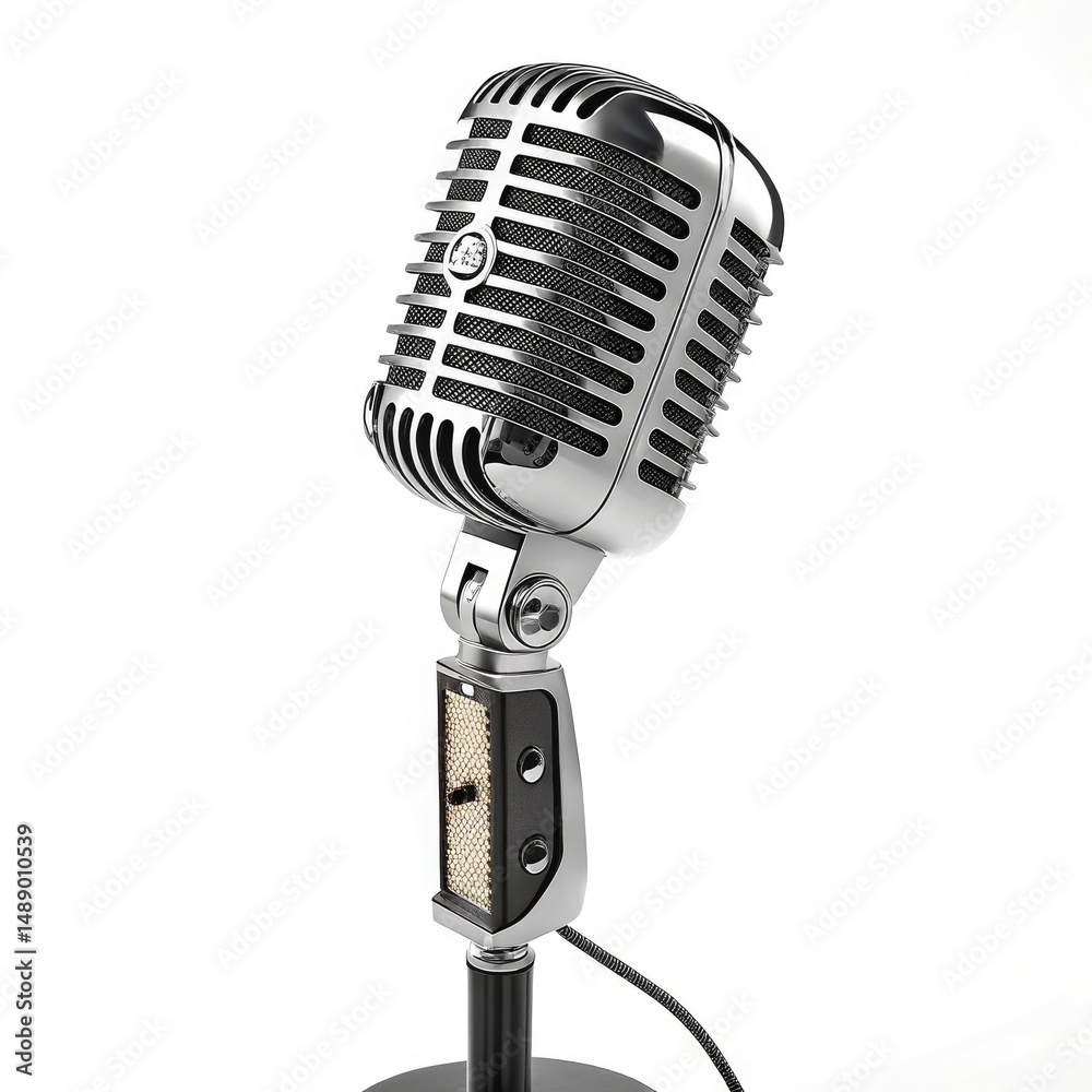Fototapeta premium retro microphone isolated on white background