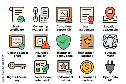 Visual representation of blockchain and smart contract concepts in a digital landscape with various icons