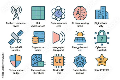 Innovative technology symbols illustrating advanced computing and communication solutions in a modern setting
