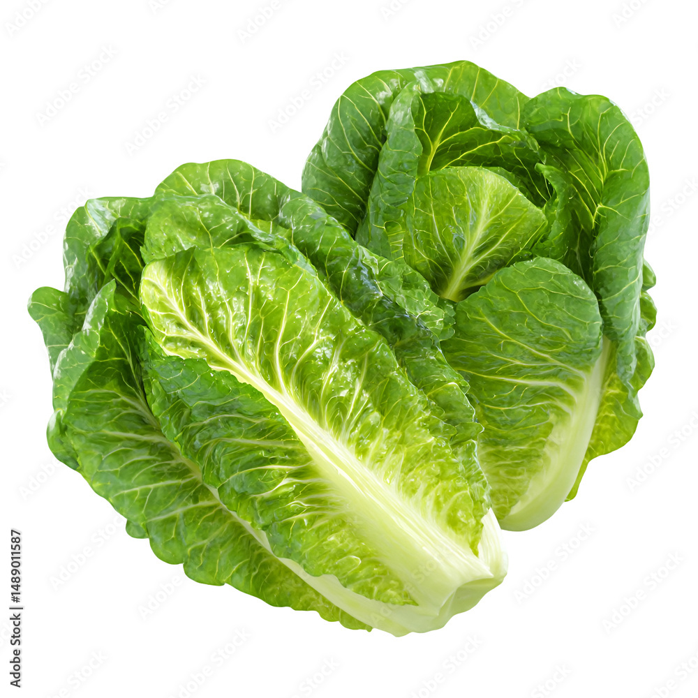 Fototapeta premium Fresh green romaine lettuce leaves healthy food ingredient