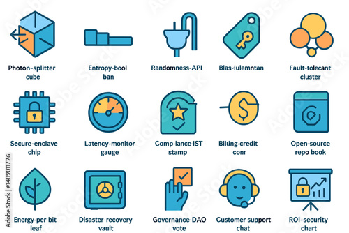 Visual representation of various tech concepts including secure chips and random APIs