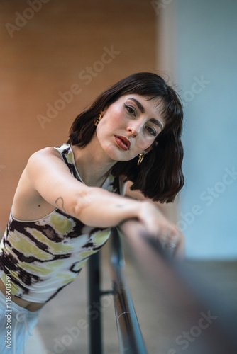 Young woman posing on the streets of Spain. Portrait