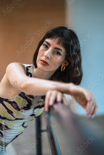 Young woman posing on the streets of Spain. Portrait