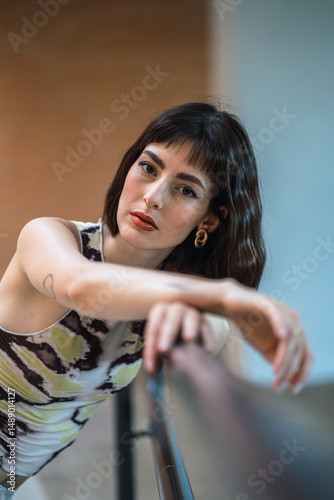 Young woman posing on the streets of Spain. Portrait