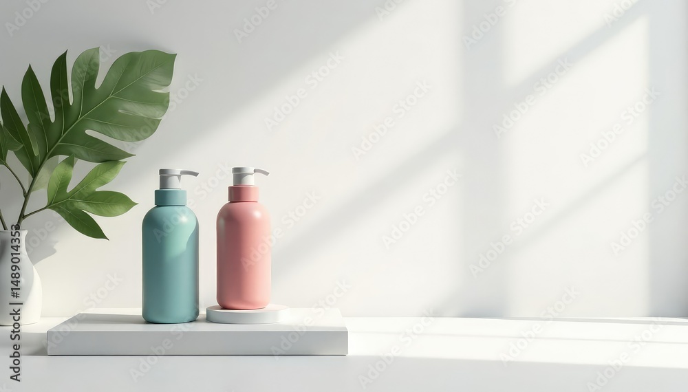 Clean minimalist product display on white backdrop, aesthetic, still life, clean