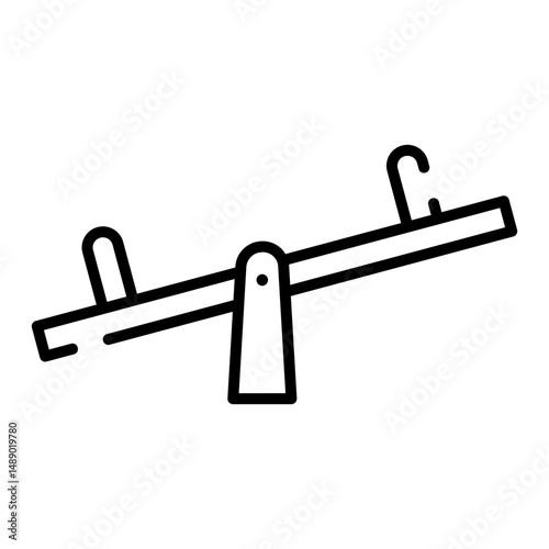 Playground seesaw, teeter totter black line icon