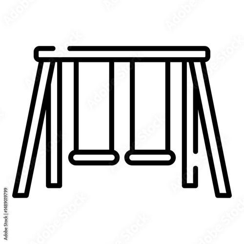 Playground swings black line icon