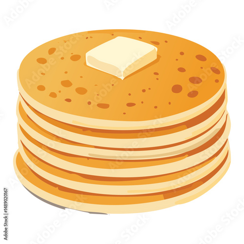 Stack of Pancakes with Butter - Vector Illustration

