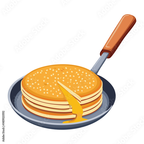 Stack of Pancakes in Frying Pan