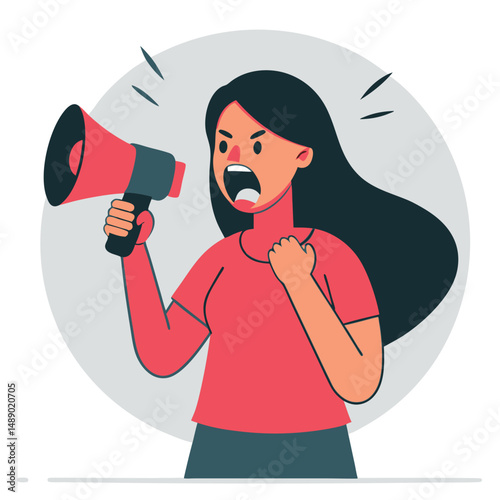Woman with Megaphone Amplifying Her Message for Awareness