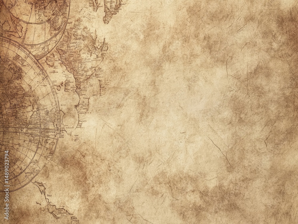 Fototapeta premium Aged world map parchment background