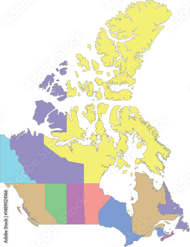 Vector map of Canada with provinces