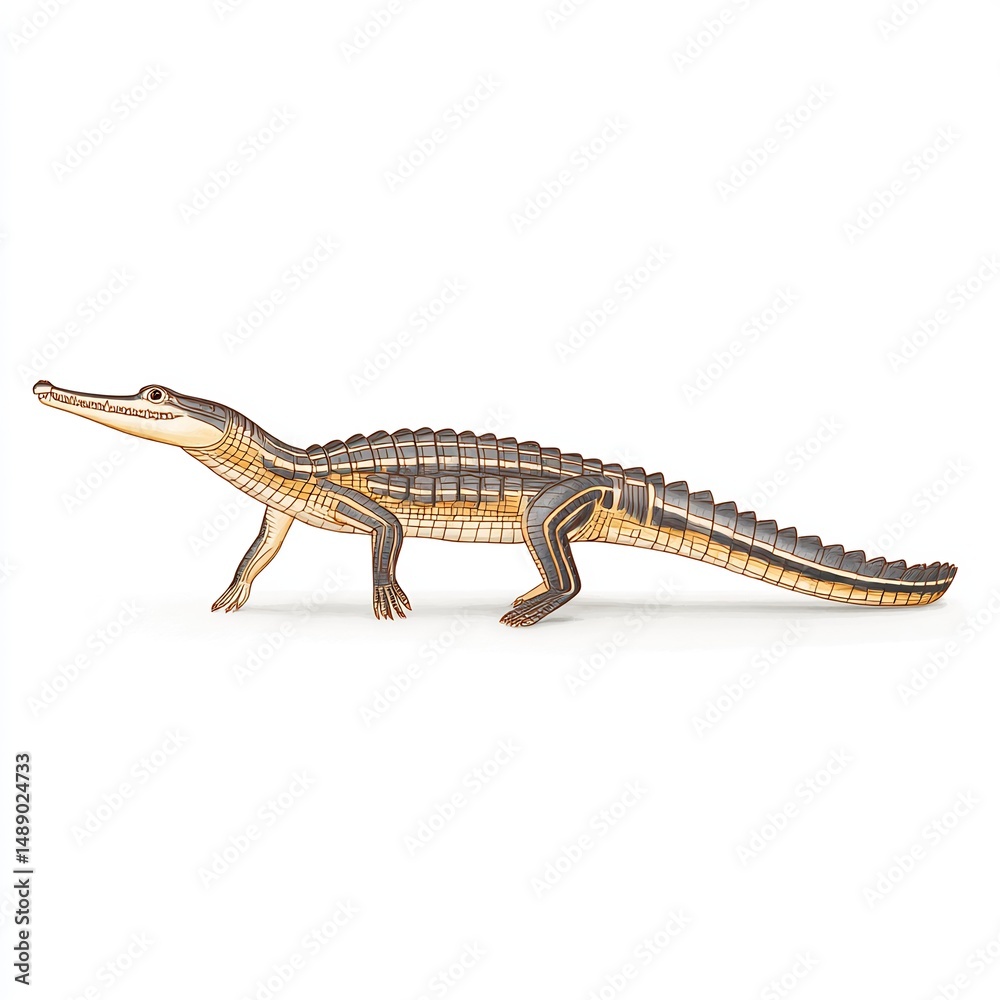 Naklejka premium cartoon gharial with long snout