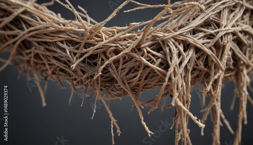 Close-up of frayed, snapped string, highlighting stress , thread, break, pressure