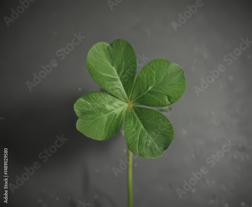 Close-up shot of a single four-leaf clover, lush green, st patrick's day, lucky, background
