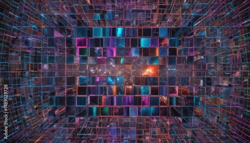 Colorful rectangular & square photo montage, energetic grid , pattern, shapes