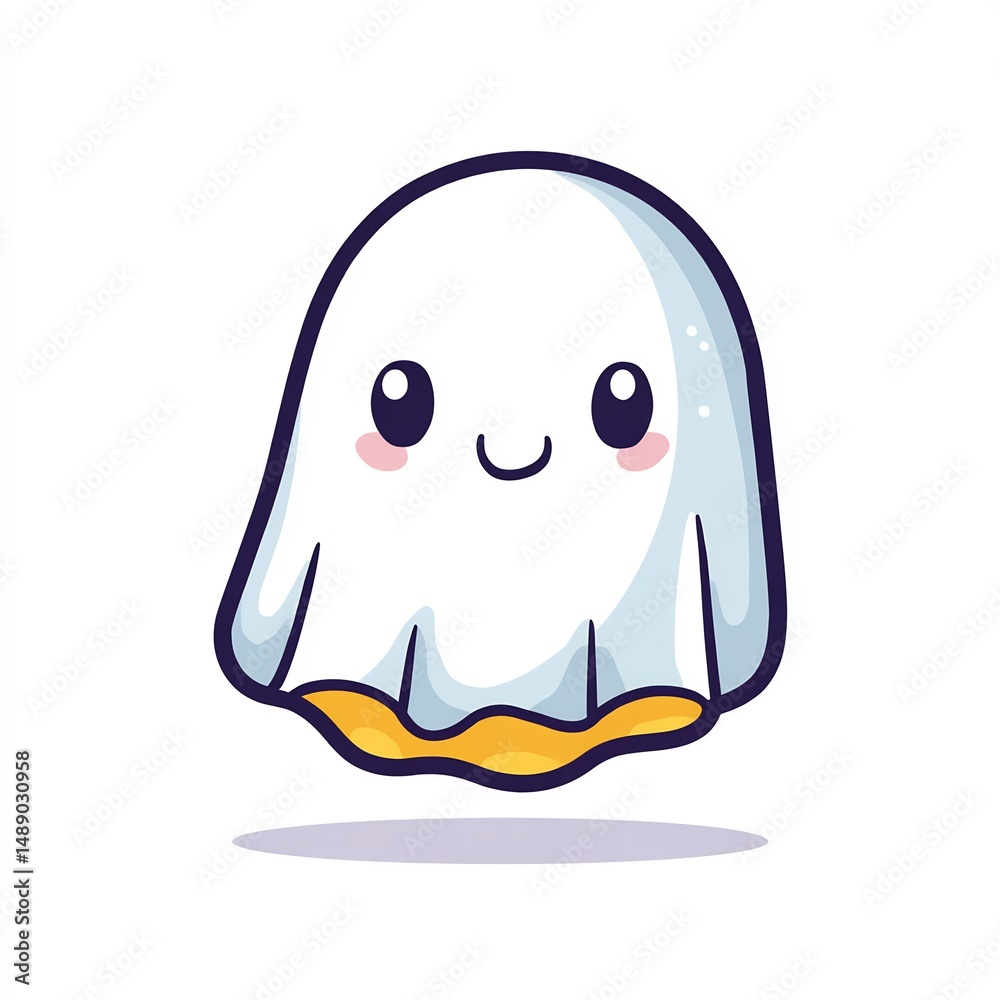 Obraz premium Floating Cute Smiling Ghost for Halloween