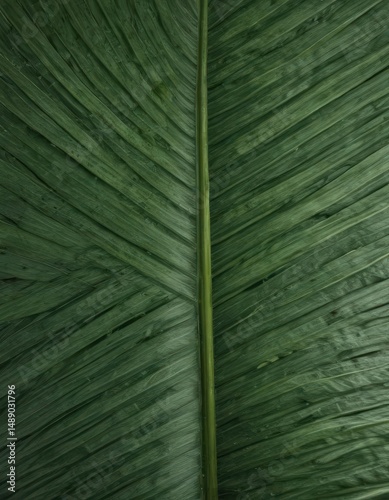 Deep green palm leaf surface, intricate vein pattern  ,  element,  plant texture