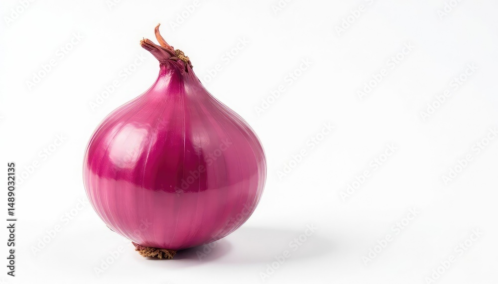 Fototapeta premium Single red onion, vibrant color, clean white background, isolated, background
