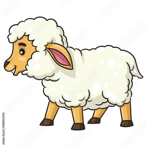 Cute white sheep cartoon.eps